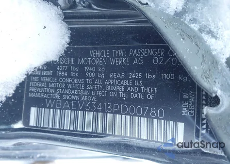 2003 BMW 325I from USA, damaged, VIN WBAEV33413PD00780